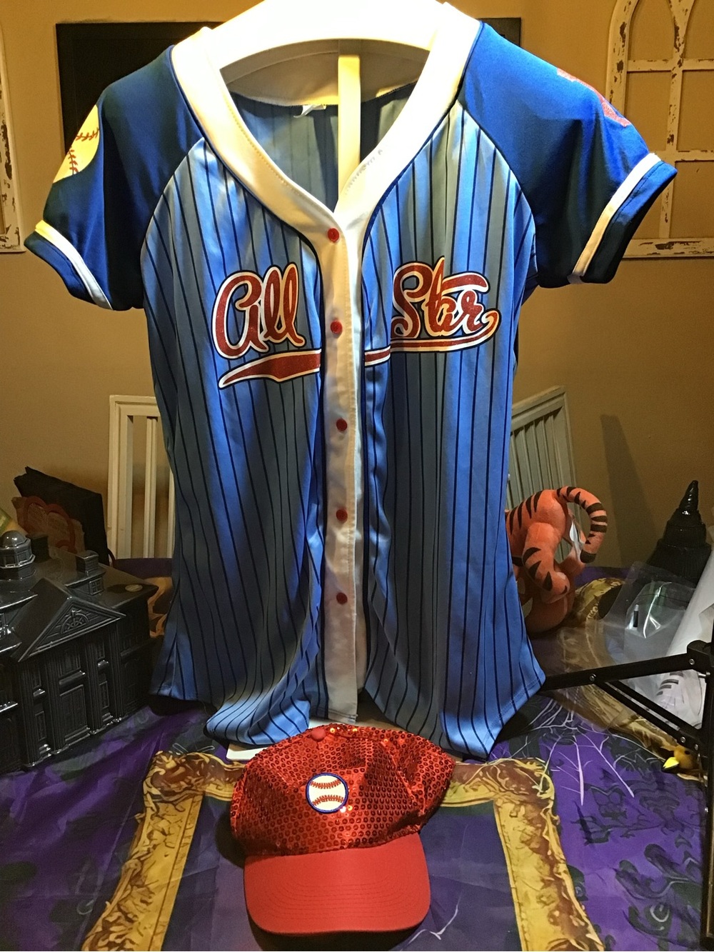 All star baseball babe costume woman adult size XL 14-16